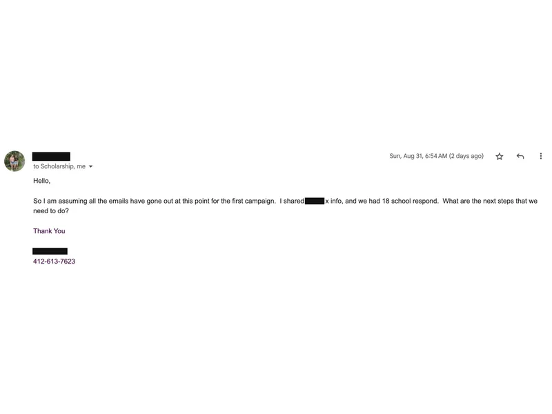 Testimonial screenshot: Eighteen schools responded to campaign