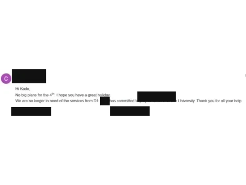 Testimonial screenshot: Committed to play D1 football