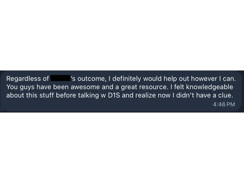 Testimonial screenshot: Gained vital knowledge for the recruiting process