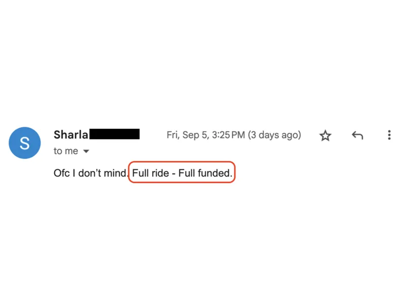 Testimonial screenshot: Permission to share testimonial content