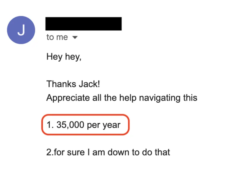 Testimonial screenshot: Appreciation for navigation guidance and support