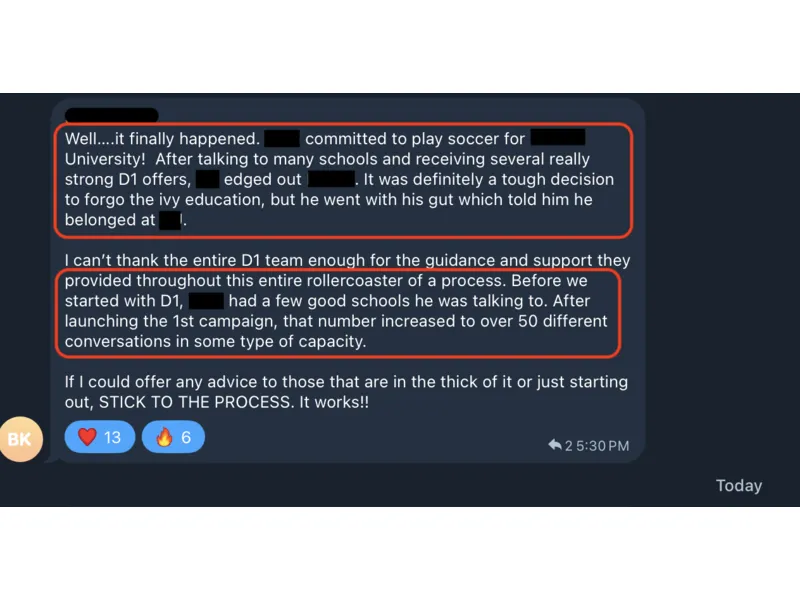 Testimonial screenshot: Over 50 recruiting conversations after first campaign