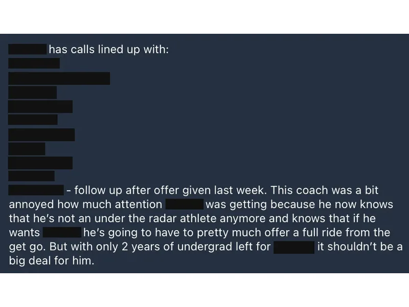 Testimonial screenshot: Calls lined up with nine universities and one offer