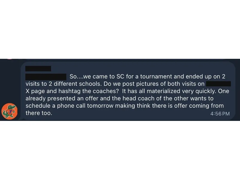 Testimonial screenshot: Student receives offers following two campus visits