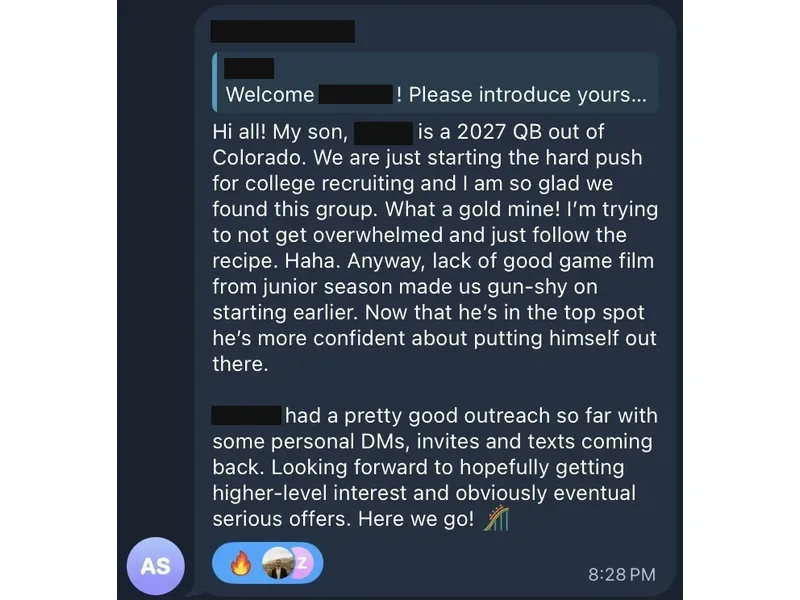 Testimonial screenshot: Outreach progress with personal DMs and texts