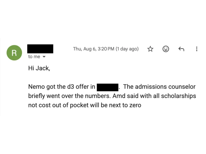 Testimonial screenshot: D3 offer results in near zero out-of-pocket costs