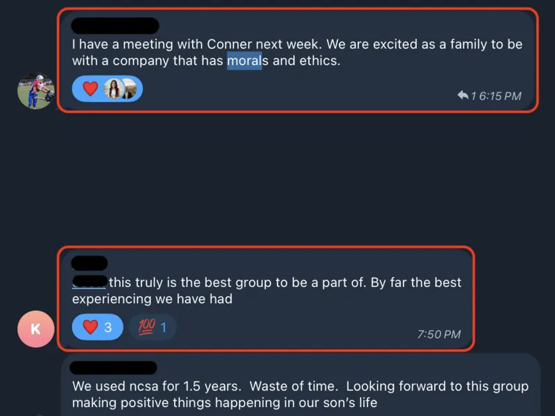 Testimonial screenshot: More success in six months than previous three years